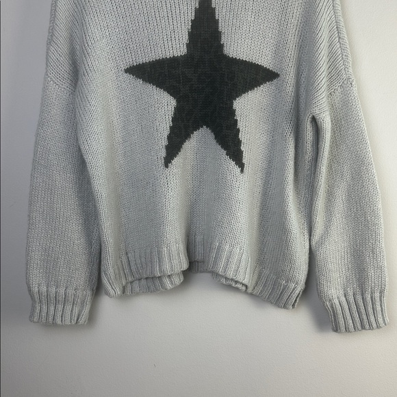Wooden Ships Leopard Star Crewneck Sweater Mohair Wool Blend S/M Oversized Gray - Picture 7 of 16